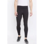 Men's Solid Polyester Tights (Black)