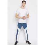 Men's Colour Blocked Polyester Tights (Blue)