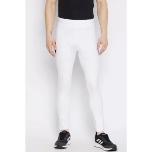 Men's Solid Polyester Tights (White)