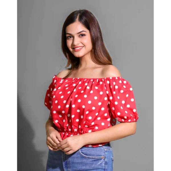 Women's Casual Rayon Short Sleeve Top (Red)