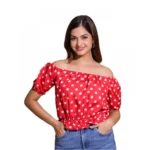 Women's Casual Rayon Short Sleeve Top (Red)