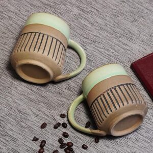 Freakway Canyon Rose Set of 2 Studio Ribbed Handcrafted Ceramic Coffee Mug Set of 2 (400 ML, Microwave Safe & Dishwasher Safe)-Tea Mugs Ceramic Mugs Milk Mug Coffee Cup Drinkware