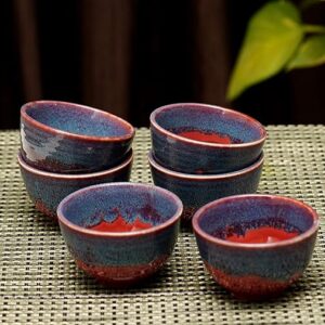 Freakway Hand-Painted Multicolored Ceramic Bowls Set Ceramic Vegetable Bowl (Multicolor, Pack of 6) Glossy Raddies & Light Blue-Royal Look