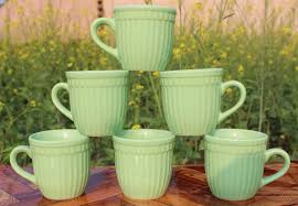 laghima jadon Ceramic Cup Set Green(6)