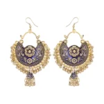 ic Women's Gold Oxidized Earrings and Maang Tikka-Blue