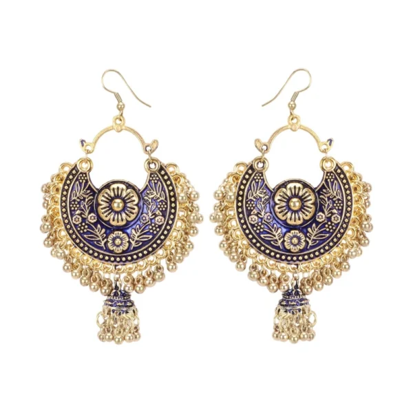 ic Women's Gold Oxidized Earrings and Maang Tikka-Blue