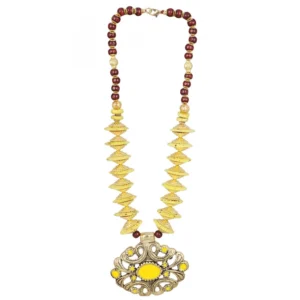 Designer Yellow and Golden Beads Necklace