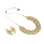 Blue Aquamarine Firoji Gold Plated Kundan Necklace with Earrings