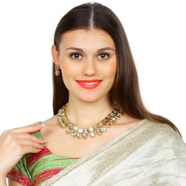 Kundan Gold-Plated Necklace Set With Earrings