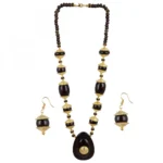 Designer Dark Brown and Golden Beads South Style Necklace