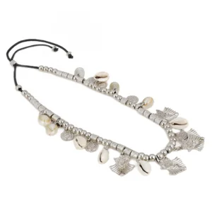 High Finished Shell Beads Silver Necklace