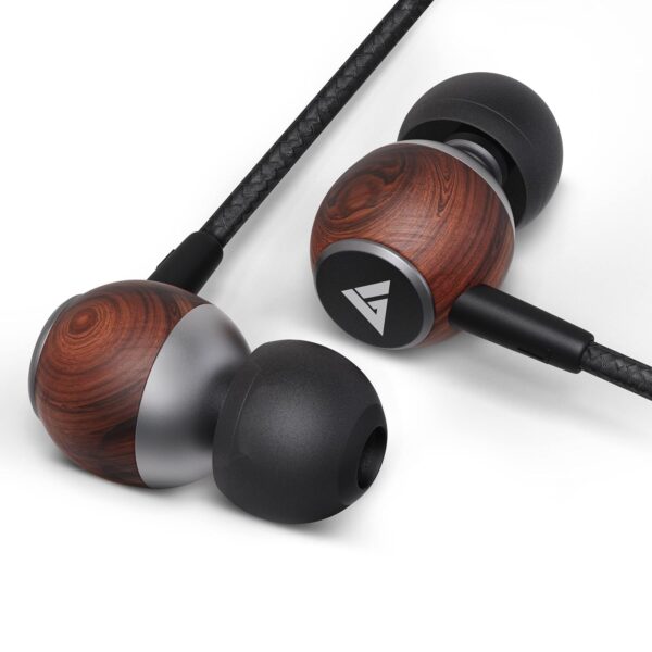 Boult bass buds oak pure wood wired headset earphones