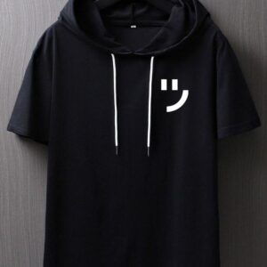 Men Colorblock Hooded Neck Cotton Blend T-Shirt