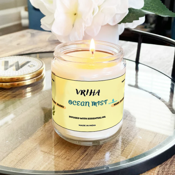 Vriha Ocean Mist Scented Candle | Fresh Fragrance Candle For Spa, Home Decor