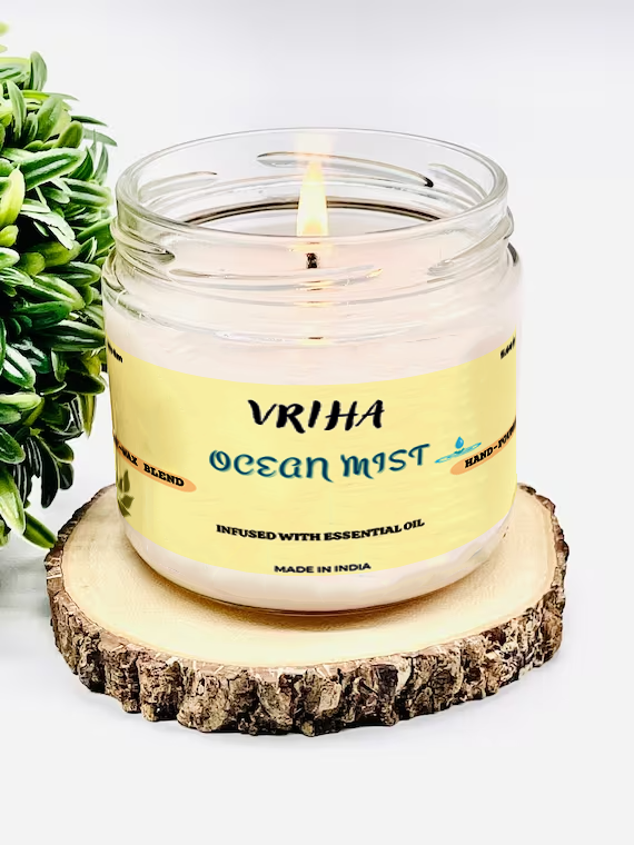 Vriha Scented Candles Combo Pack Of 2 ( Lavender, Ocean-Mist )