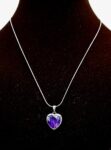 SWARN SILVER 925 Sterling Silver Purple Heart Pendant Necklace With Chain Studded With Cubic Zirconia, Valentine Gift For Girls With Certificate Of Authenticity