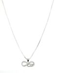 SWARN SILVER 925 Sterling Silver Infinity Necklace Pendant With Chain With Cubic Zirconia Gift For Girls With Certificate Of Authenticity