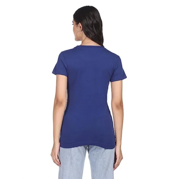 Women's Cotton Printed Round Neck T.Shirt (Blue)