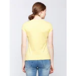 Women's Cotton Printed Round Neck T.Shirt (Yellow)