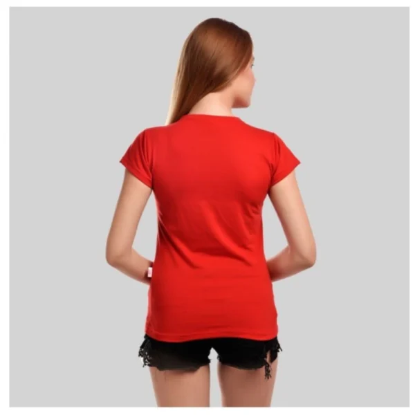 Women's Cotton Printed Round Neck T.Shirt (Red)