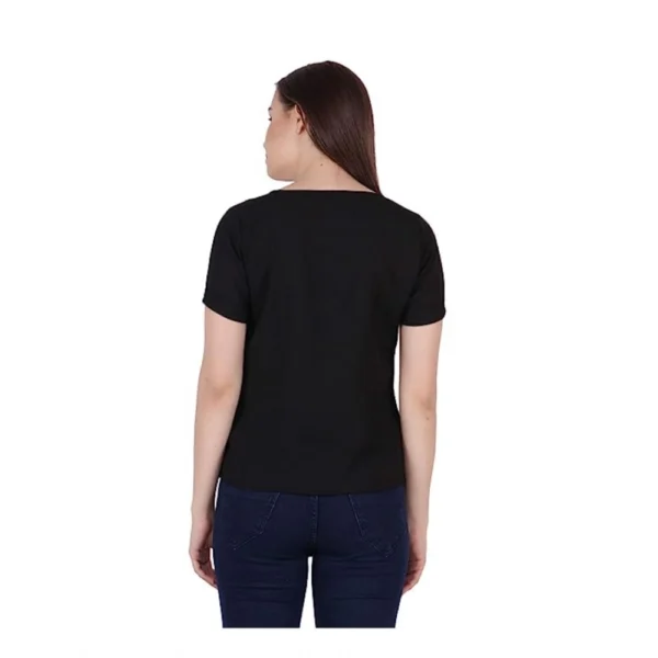 Women's Cotton Printed Round Neck T.Shirt (Black)