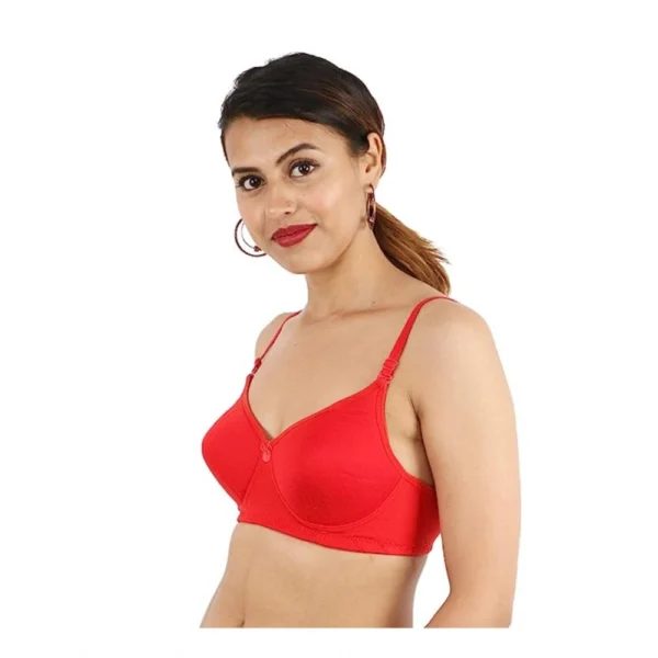 Women's Cotton Solid  Lightly Padded Bra (Red)