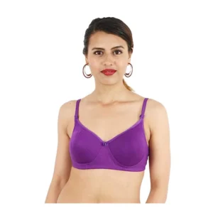 Women's Cotton Solid  Lightly Padded Bra (Purple)