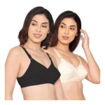 Pack Of_2 Women's Cotton Solid Non Padded Bra (Black - White)