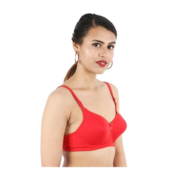 Women's Cotton Solid  Lightly Padded Bra (Red)