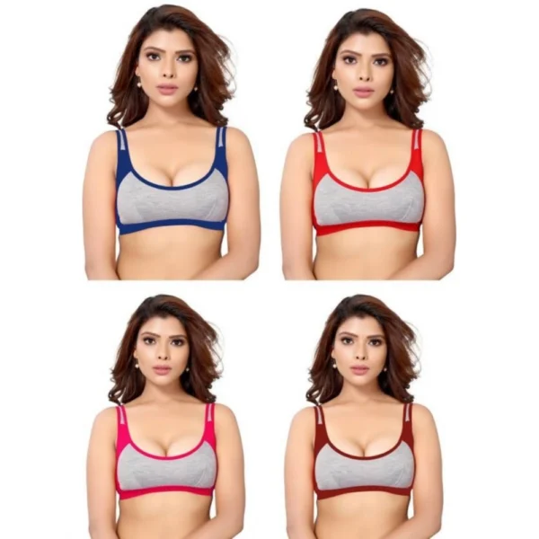 Women's Cotton Solid Sports Bra (Multicolor)