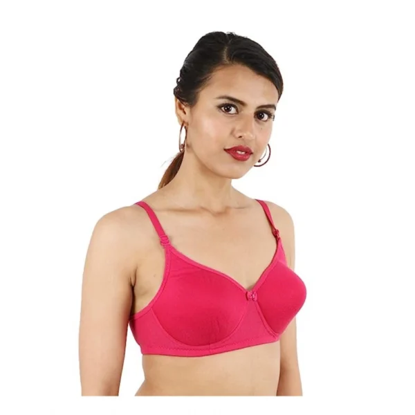 Women's Cotton Solid  Lightly Padded Bra (Pink)