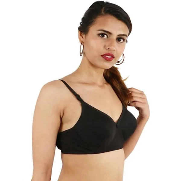 Women's Cotton Solid  Lightly Padded Bra (Black)