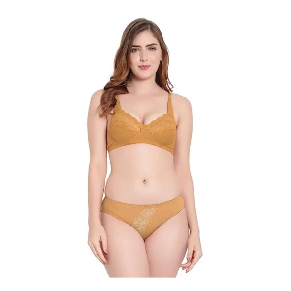 Women's Cotton Solid Lingerie Set (Skin)