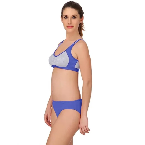 Pack Of_2 Women's Cotton Solid Sports Bra Panty Set (Multicolor)