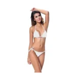 Women's Satin Nylon Solid Lingerie Set (White)