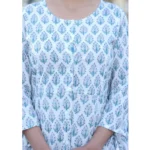 Women's Cotton Printed 3/4 Sleeve Round Neck Tunics (White)