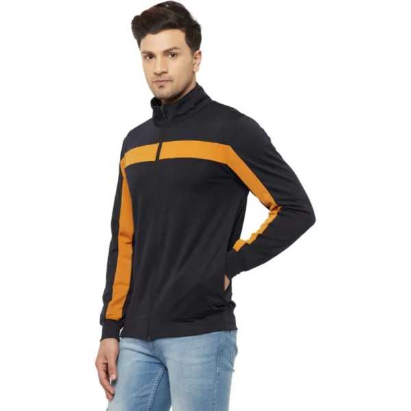 Men's Solid Polyester Full Sleeve Sports Jacket (Navy-Blue)