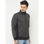 Men's Solid Lycra Blend Full Sleeve Casual Jacket (Grey)