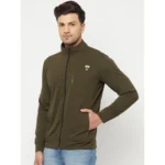 Men's Solid Polyester Full Sleeve Casual Jacket (Green)