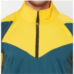 Men's Solid Lycra Blend Full Sleeve Casual Jacket (Yellow-Blue)