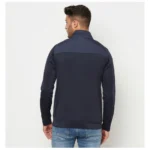 Men's Solid Lycra Blend Full Sleeve Casual Jacket (Blue)