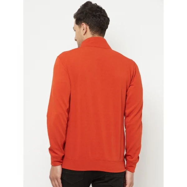 Men's Solid Lycra Blend Full Sleeve Casual Jacket (Orange)