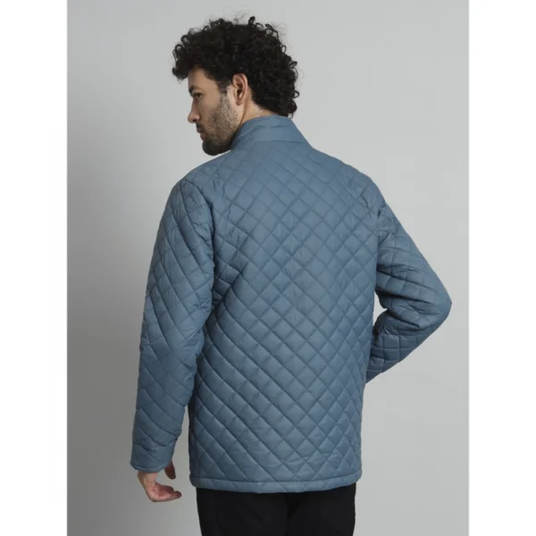 Men's Solid Polyester Full Sleeve Bomber Jacket (Blue)