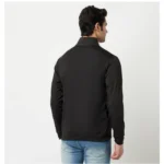 Men's Solid Lycra Blend Full Sleeve Casual Jacket (Black)