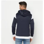 Men's Solid Polyester Full Sleeve Casual Jacket (Blue-White)