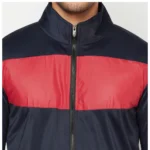 Men's Solid Polyester Full Sleeve Casual Jacket (Blue-Red)