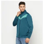 Men's Colorblock Polyester Full Sleeve Casual Jacket (Blue)