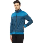 Men's Solid Lycra Blend Full Sleeve Casual Jacket (Blue)