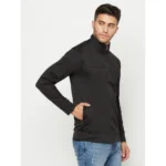 Men's Solid Lycra Blend Full Sleeve Casual Jacket (Black)