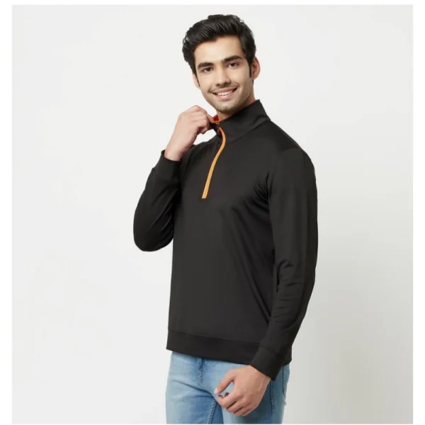 Men's Solid Lycra Blend Full Sleeve Casual Jacket (Black)